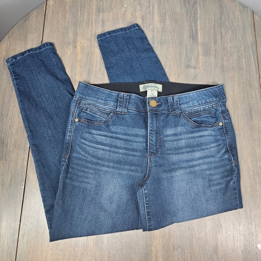 Democracy Womens 12 Skinny Jeans Ab Solution High Rise Stretch Dark Wash Denim
